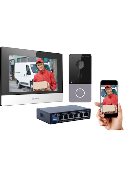 Hikvision Ip Villa Tipi Görüntülü Diafon Seti Beyaz 1 Monitörlü Wi-fi Kapı Telefonu Ve Interkom Sistemi
