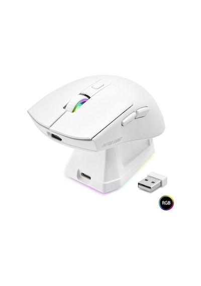 Kablosuz Gaming Rgb Mouse Şarj Standlı - Beyaz Mf1215w