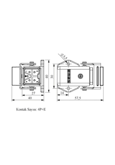 Emas Ebm05fe46 5 Kontaklı Eğik Fiş Alt.gir.metal Açmalı