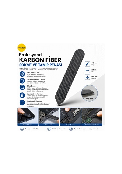 Karbon Fiber Telefon Ve Tablet Ekran Sökme Penası Tamir Kazıyıcı 8.5 X 2.1 Cm 0.6 Mm