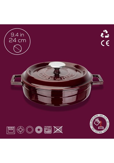 Metal Premium Serisi - Döküm Çok Amaçlı Tencere, Yuvarlak, 24 Cm, Majolik Mor Belirtilmemiş