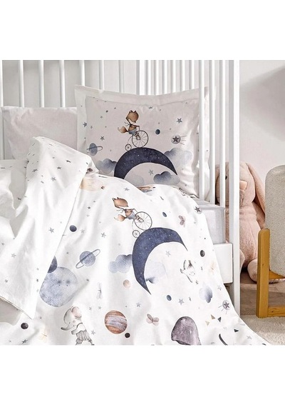 Özdilek Ranforce Bebek Nevresim Takımı Cute Space Krem
