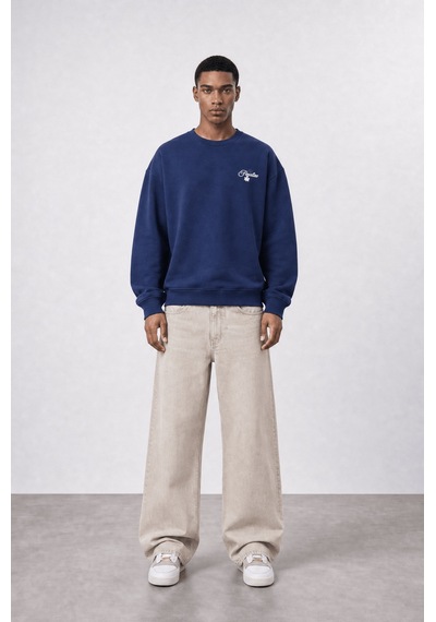 Respire Erkek Finalize Patch Detaylı Oversize Sweatshirt Lacivert