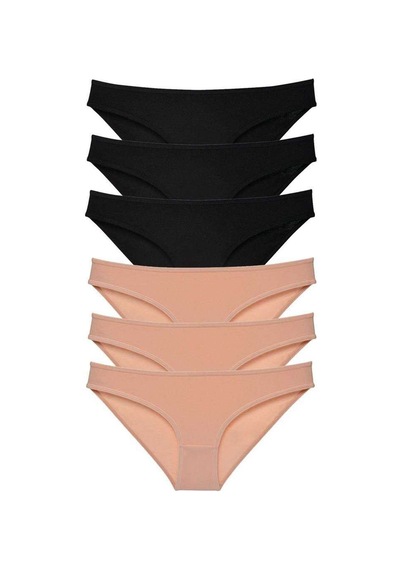 6 Adet Süper Eko Set Likralı Kadın Slip Külot Siyah Ten Beden: Xl Standart
