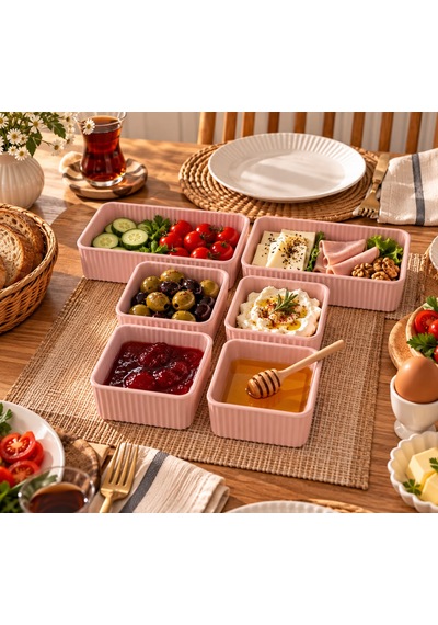 6 Lı Plastik Saklama Kabı Seti 2 Dikdörtgen + 4 Kare Kahvaltılık & Erzak Kabı Lila
