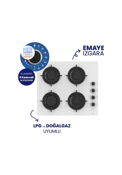 Ferre Pizzart & Fryart QEP65CB+CS206-FA+D078-SA Ankastre Set Beyaz
