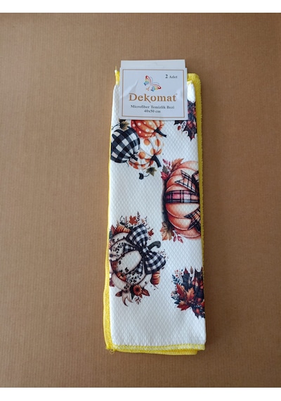 Microfiber Temizlik Bezi 40x50 Cm 2 Adet Bir Adet Baskılı Bir Adet Naturel