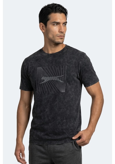 Slazenger Zaır Erkek Baskılı Siyah Tişört