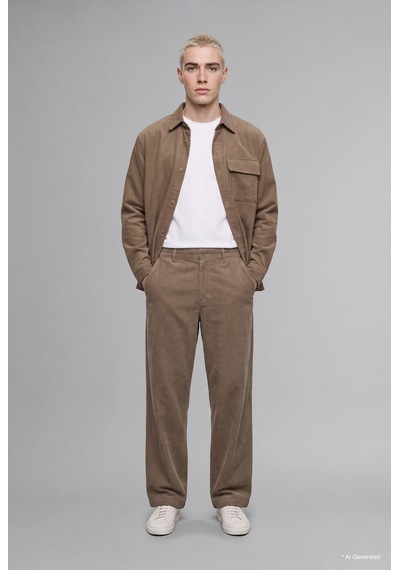 Defacto Baggy Fit Geniş Kalıp Normal Bel Geniş Paça Kadife Pantolon H3894ax26wngr53 Gri-gr53