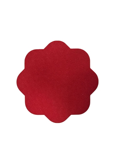 2 Adet Keçe Amerikan Servis-kolay Silinebilir Supla-33x33 Cm-sekizgen Çiçek Desenli Kırmızı
