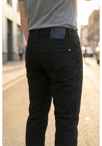 Little Cup Jeans Co Erkek Siyah Klasik Kesim Pamuklu Esnek Jean Kot Denim Pantolon