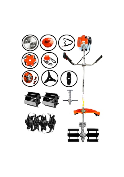 Dragro DRG-9PR T PRofesyonel 9 Parça 2 Zamanlı Yan Tipi Benzinli Motorlu Tırpan Ot Çim Biçme Kesme Makinesi Çift Çapa