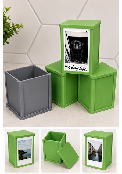 Mini Anı Fotoğrafı Saklama Kutusu Çerçeveli Kapaklı Dekoratif 3d Baskı