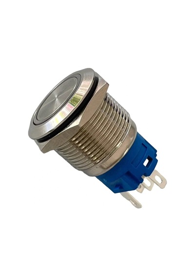 E1 19mm Metal Buton Kalıcılı 12-24v Kırmızı Led Işıklı 1no/1nc