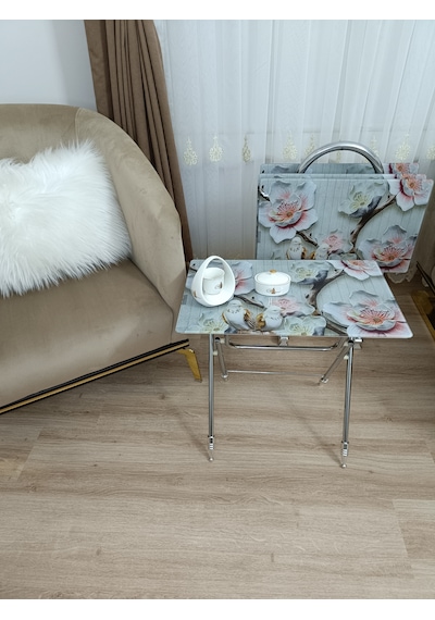 Çanta Zigon Sehpa,4'lü Sehpa, Zigon Sehpa, Camlı Sehpa - Kuş