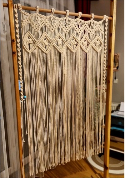 100x150 Makrome Perde, Kapı Perdesi, Duvar Süsü Ekru