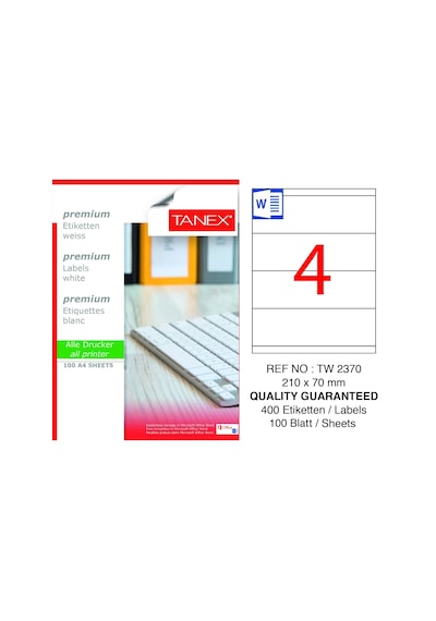 Tanex Tw-2370 210x70mm 100 Lü Lazer Etiketi