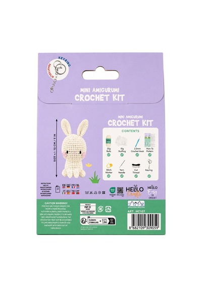Bakgelal Mini Amigurumi Tavşan Yapım Kiti Anahtarlık Veya Amigurumi Oyunca, Türkçe Video Anlatımlı