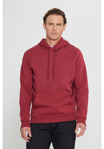 AC&Co / Altınyıldız Classics Standart Fit Normal Kesim Kapüşonlu Kanguru Cepli Pamuklu Erkek Sweatshirt Bordo