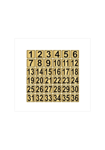 Metal Kapı,masa,dolap Numarası 10cmx10cm 36 Adet (1…36) Altın Renk Metal