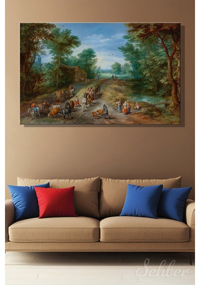 Kanvas Tablo Yatay Tekli Ev Kafe Ofis Jan Brueghel The Elder Gezgibli Orman Manzarası Tablosu 2956