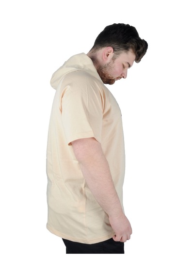 Mode Xl Büyük Beden Tshirt Kapşonlu Dbca 22119 Bej 001
