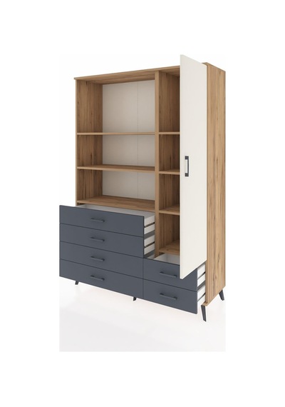 Hyperion Dolap 7 Raflı 6 Çekmeceli Tek Kapaklı 132x44x195 Çam-aytaşı/antrasit Aytası/antrasıt Hyperion Dolap 7 Raflı 6 Çekmeceli Tek Kapaklı 132x44x195 Çam-aytaşı/antrasit Aytası/antrasıt