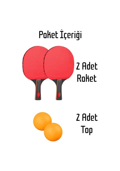 4'lü Masa Tenisi Raketi Seti Çift Katmanlı Pinpon Raketi Topu Set