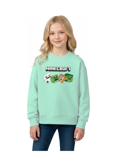 Seabubbles Minecraft Çocuk Sweatshirt St09533 Yeşil