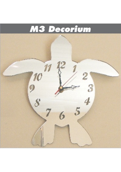 M3 Decorium Kaplumbağa Dekoratif Ayna Saat Beyaz