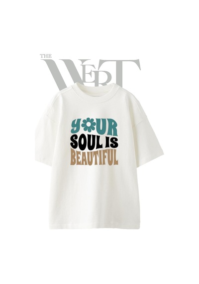 Thewert Flower Power Tasarım Baskılı Ünisex Beyaz Oversize T-shirt