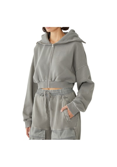 Entire Studios Kısa Fermuarlı Kadın Sweatshirt Gri