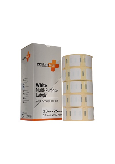 Ecotagplus Dymo Muadili Etiket - 13 Mm X 25 Mm - 5 X 2000 Adet - Eko Paket - 11353 1