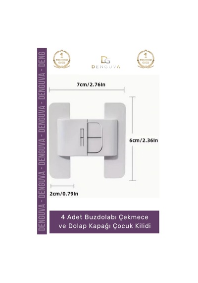 Kilit Çift Butonlu Emniyet Bebek Güvenlik Buzdolabı Çekmece Koruyucu Dolap Kapağı Çocuk Kilidi - 4 Çok Renkli