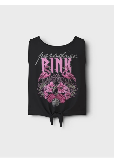 Name It Nkfvaya Sl Kız Çocuk Crop T-shirt 13241654 Siyah