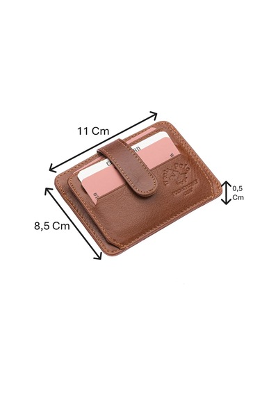 Westpolo Hakiki Deri Bol Kart Bölmeli Patlı Unisex Kartlık - Taba Taba