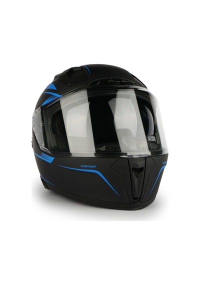 Caspiano Homer Full-face Led Işıklı Matt Black / Blue Motosiklet Kaskı Ece-r 22.06 Sertifikalı Mavi