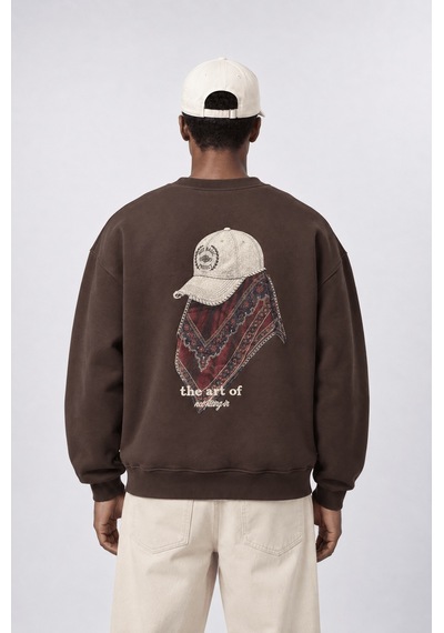 Respire Erkek The Art Of Patch Detaylı Oversize Sweatshirt Kahve