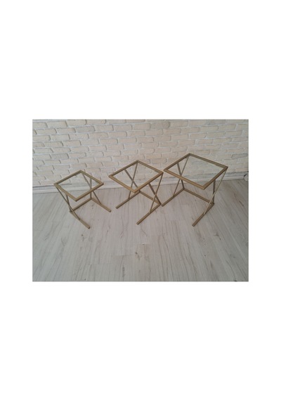 Şeffaf Camlı, Metal Zigon Sehpa Çok Renkli - 922789506 Çok Renkli