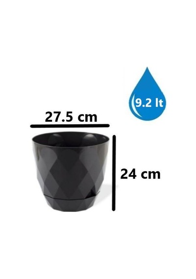 Omnipazar Krs-455 Yakamoz Tabaklı Plastik Saksı Takımı 9.2 Litre No 5 Antrasit 116