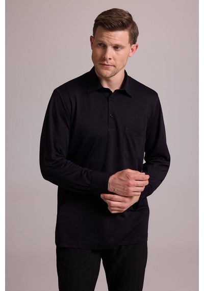 Ysf Erkek Siyah Polo Yaka Sweatshirt