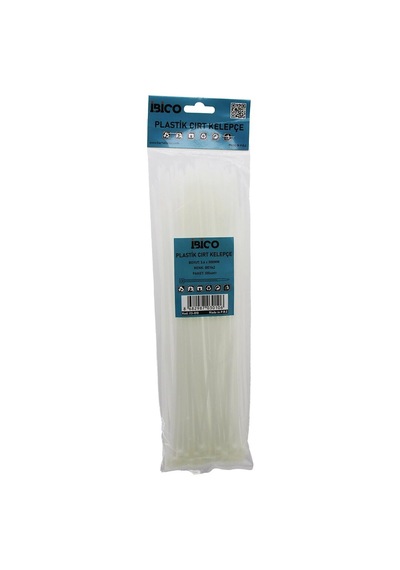 100pcs Beyaz 3.6x300mm Plastik Cırt Kelepçe Bx40