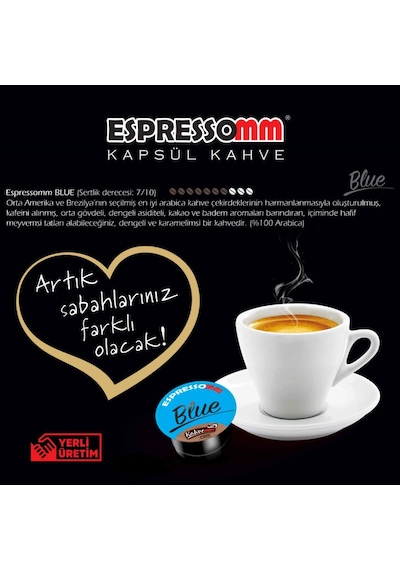 Espressomm® Tchibo Cafissimo Makineleri İle Uyumlu Blue Kafeinsiz Kapsül Kahve 5 x 10'lu