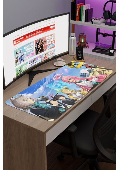 Blue Archive Kaymaz Dikişli Kauçuk Oyuncu Mousepad V2 - 90x40 Xxl Gaming Mouse Pad Fare Altlığı