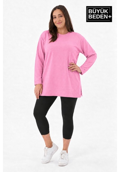 Süperlife Kadın Tunik Büyük Beden İnce Sweatshırt Spr26btk990 Pınk