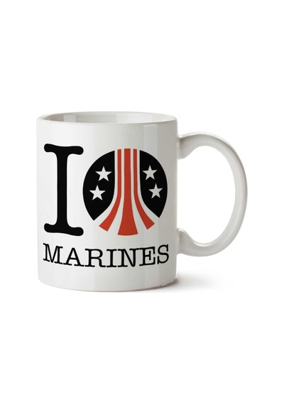 Aliens I Heart Marines İki Tarafı Baskılı Kupa Bardak Çok Renkli