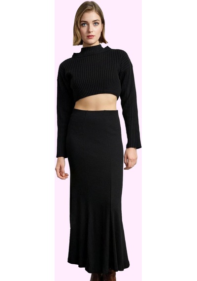 Ersefa Moda Regular Düz Desen Günlük Maxi Boy Soluk Efektli Dikiş Detayl Siyah