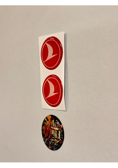 Thy Damla Sticker Etiket Kabartmalı 3d Silikon Direk Arması Türk Hava Yolları Epoksi 2adet 3,5x3,5cm Kırmızı