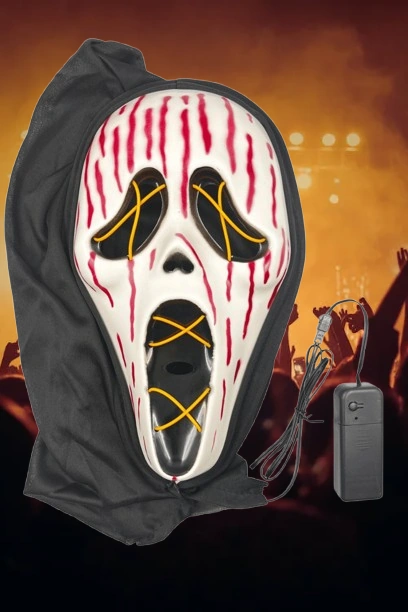 Halloween Maske Çığlık Neon Model Lüks Pilli Ark.t Diğer
