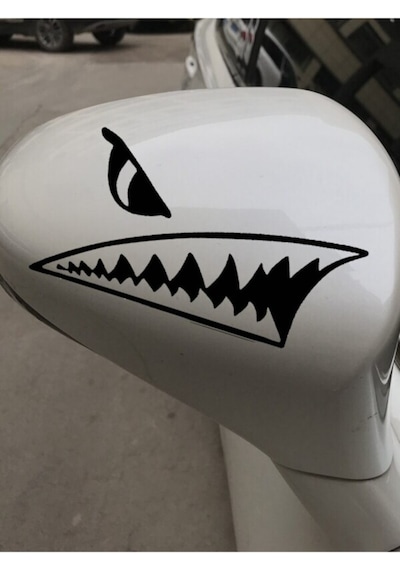Köpekbalığı Diş Dikiz Ayna Sticker 1 Çift 8 20 Cm